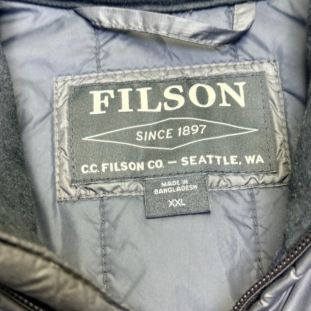 FILSON 2XL Men's Puffer Vest Raven Dark Gray Full Zip Quilted Outdoor Gorpcore - Picture 3 of 11